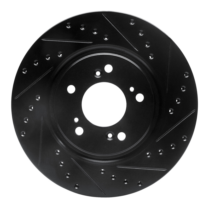 Acura NSX Brake Rotor (1) - Front Right - R1 Concepts - Drilled & Slotted - Black - `97-`05